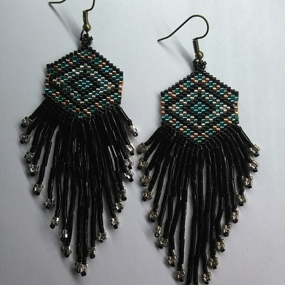 ⭐HP⭐ SOLD JRW Handmade Black Silver Statement Earrings - Picture 5 of 8